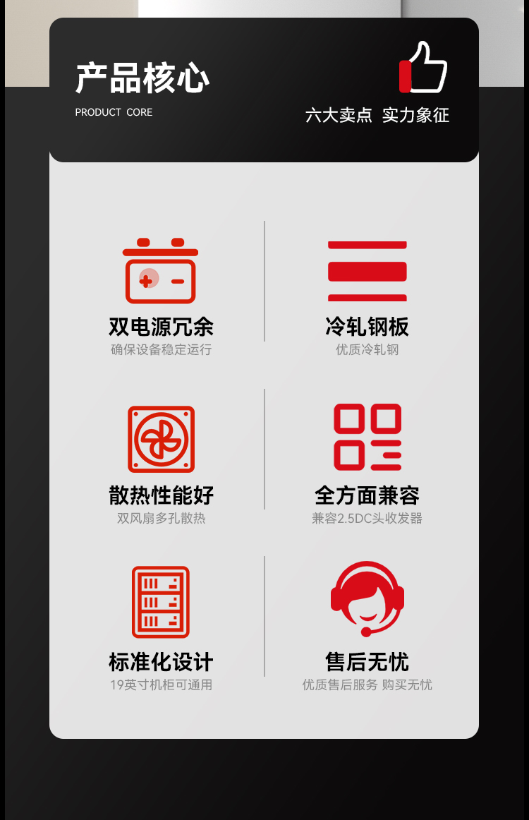 收发器机架14槽 光电转换器机框19英寸2U双电源1台 HC-R14-2_https://www.haile-cn.com_传输产品_第2张