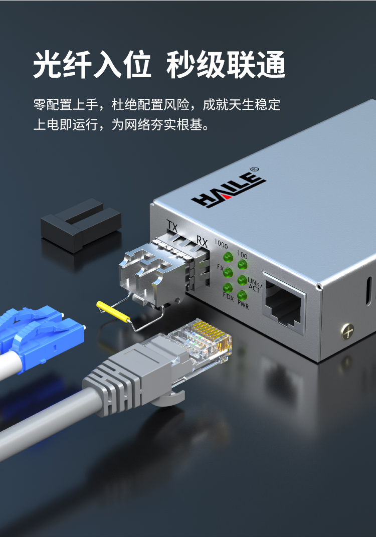 光纤收发器电信工程级 SFP千兆多模双纤一光一电传输距离550m LC口光电转换器 1台 HC-820ML-550_https://www.haile-cn.com_传输产品_第2张