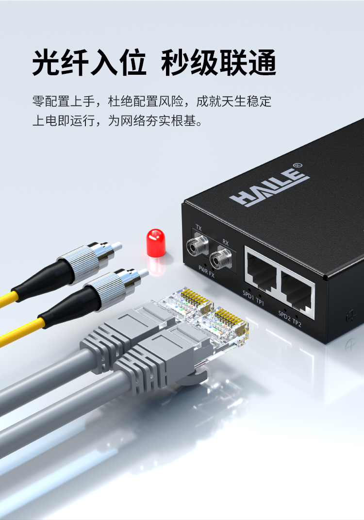 光纤收发器 百兆单模双纤1光2电 20公里 FC口光电转换器1台 HC-610FC-2-20_https://www.haile-cn.com_传输产品_第2张