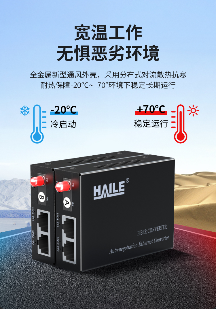 光纤收发器 百兆单模单纤1光2电 20公里 FC口光电转换器1对两台 HC-610FC-2-A/B-20_https://www.haile-cn.com_传输产品_第4张