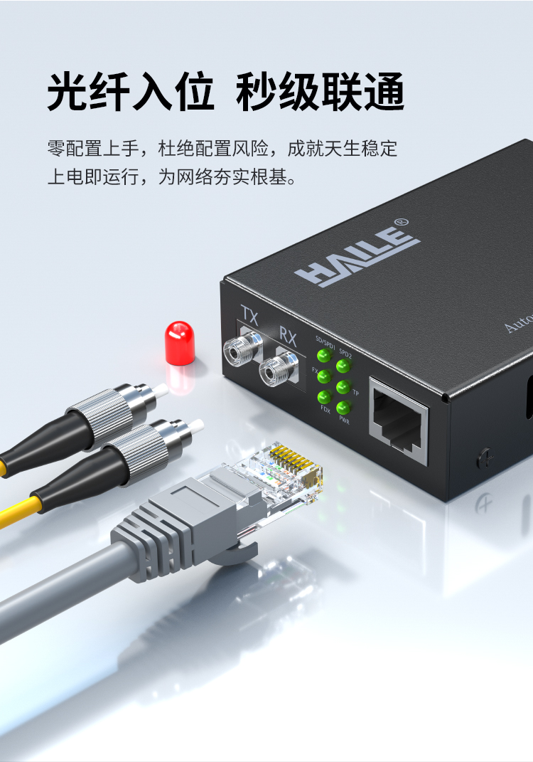 光纤收发器 百兆单模双纤1光1电 20公里 FC口光电转换器1台 HC-610FC-20_https://www.haile-cn.com_传输产品_第2张