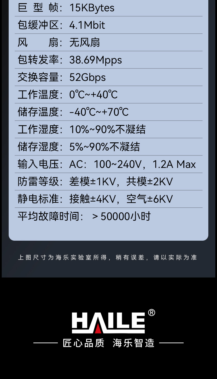 HAILE海乐内外网24口+2SFP口千兆交换机水晶头异形结构黄色专网网络分流器HG-2300-C24T2P_https://www.haile-cn.com_专网交换机_第13张