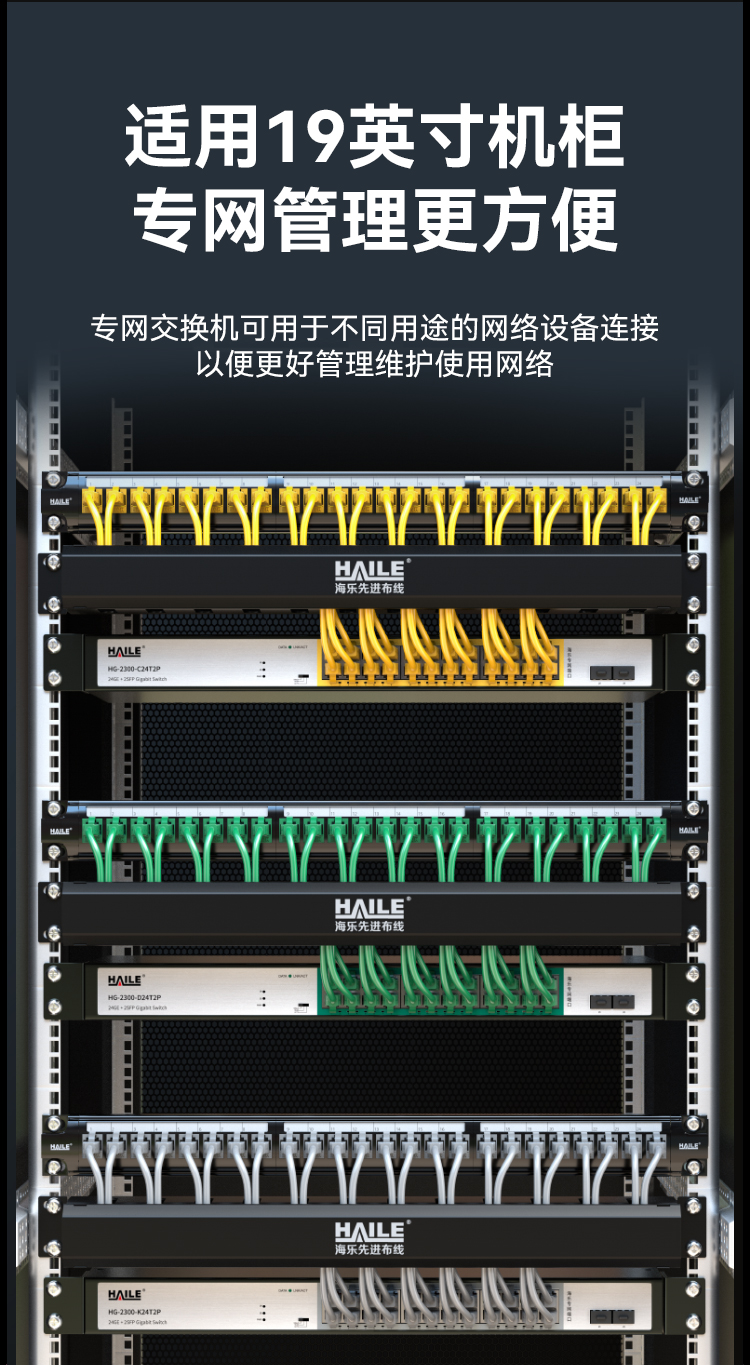 HAILE海乐内外网24口+2SFP口千兆交换机水晶头异形结构绿色专网网络分流器HG-2300-D24T2P_https://www.haile-cn.com_专网交换机_第9张