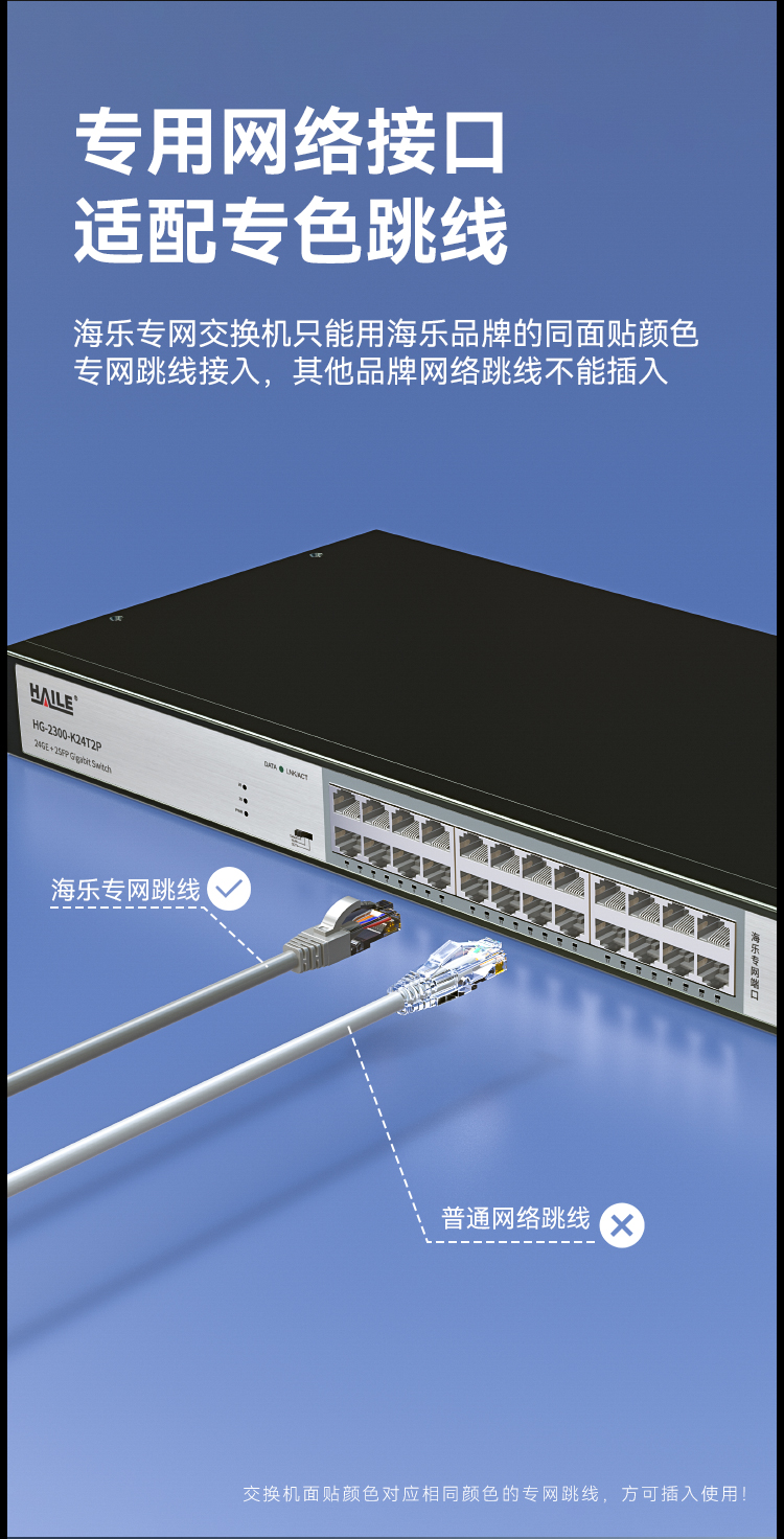 HAILE海乐内外网24口+2SFP口千兆交换机水晶头异形结构灰色专网网络分流器HG-2300-K24T2P_https://www.haile-cn.com_专网交换机_第3张