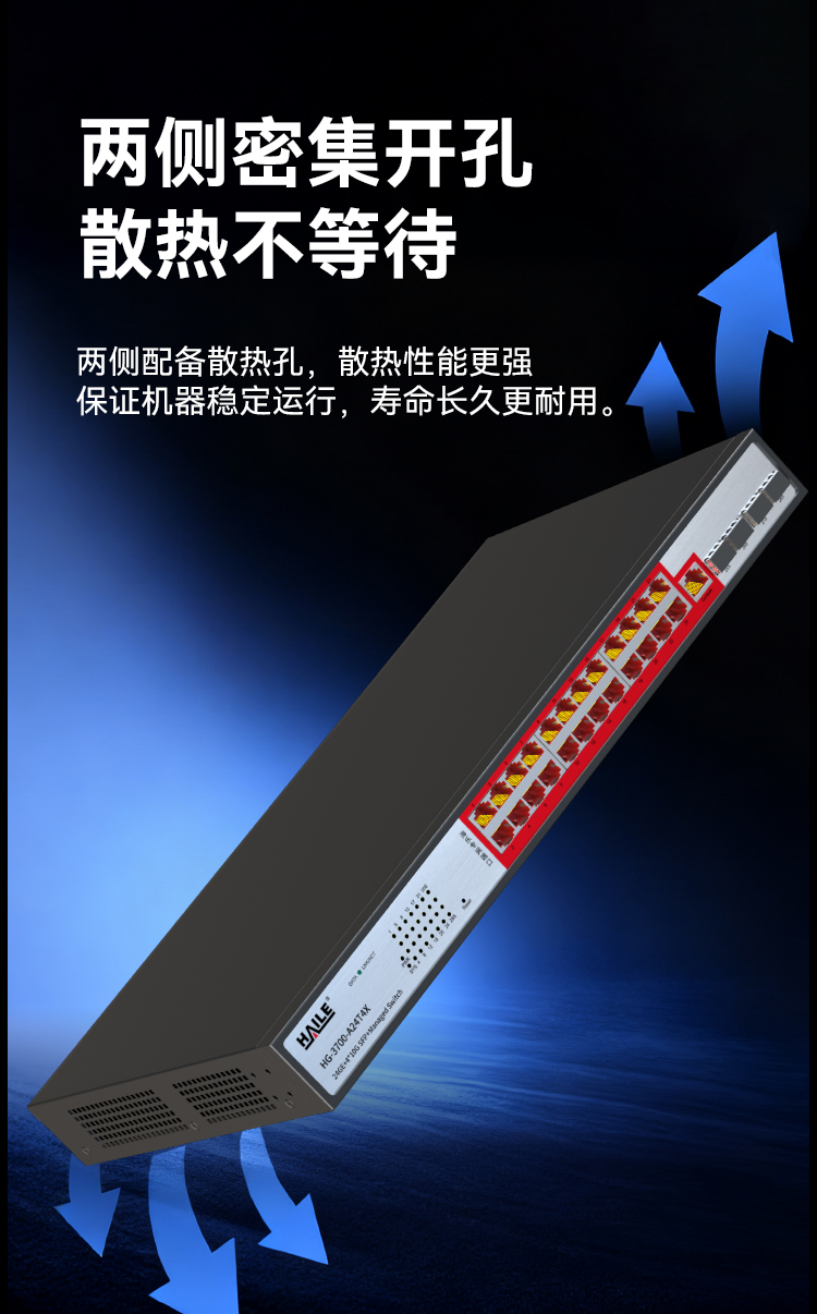HAILE海乐内外网24口+4SFP口三层网管万兆交换机水晶头异形结构红色专网网络分流器HG-3700-A24T4X_https://www.haile-cn.com_专网交换机_第6张