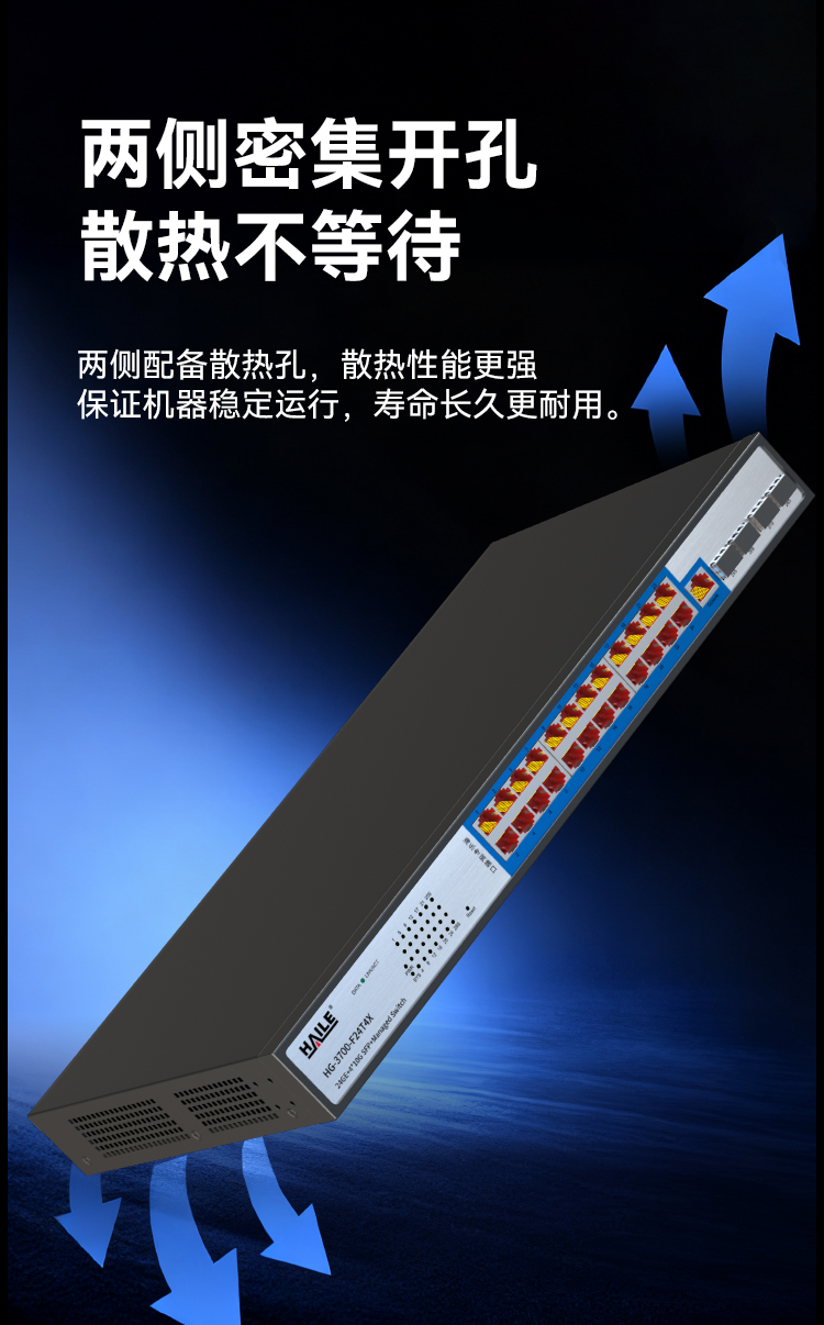 HAILE海乐内外网24口+4SFP口三层网管万兆交换机水晶头异形结构蓝色专网网络分流器HG-3700-F24T4X_https://www.haile-cn.com_专网交换机_第6张