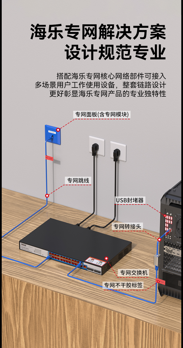 HAILE海乐内外网24口+4SFP口三层网管万兆交换机水晶头异形结构蓝色专网网络分流器HG-3700-F24T4X_https://www.haile-cn.com_专网交换机_第7张