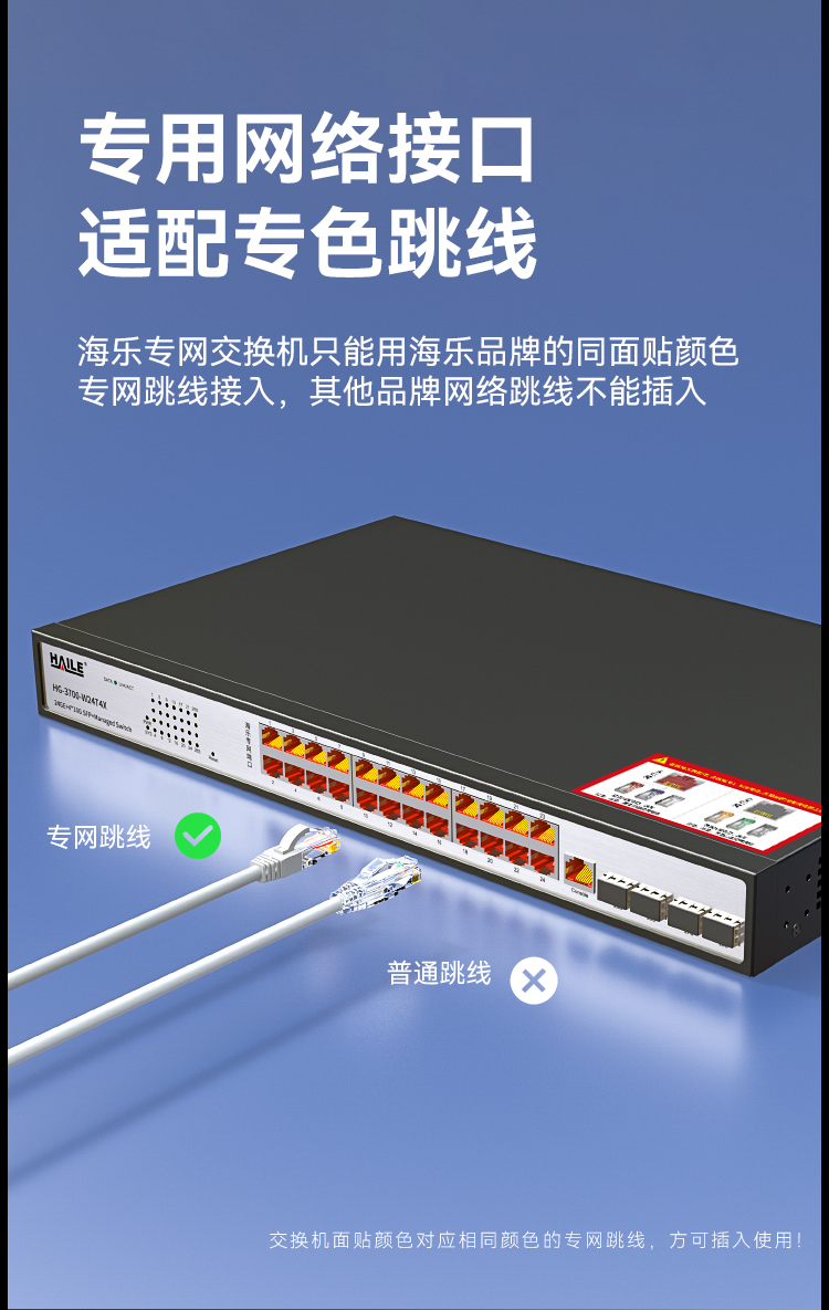 HAILE海乐内外网24口+4SFP口三层网管万兆交换机水晶头异形结构白色专网网络分流器HG-3700-W24T4X_https://www.haile-cn.com_专网交换机_第3张