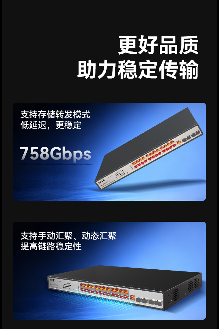 HAILE海乐内外网24口+4SFP口三层网管万兆交换机水晶头异形结构白色专网网络分流器HG-3700-W24T4X_https://www.haile-cn.com_专网交换机_第8张