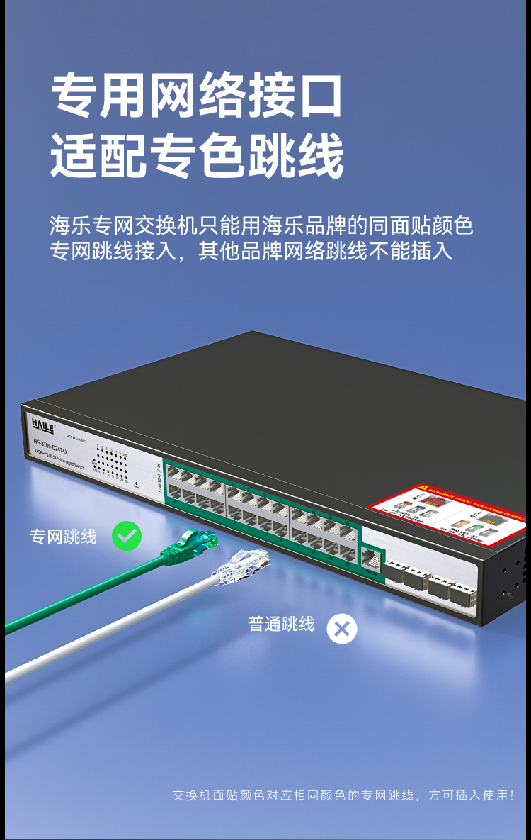 HAILE海乐内外网24口+4SFP口三层网管万兆交换机水晶头异形结构绿色专网网络分流器HG-3700-D24T4X_https://www.haile-cn.com_专网交换机_第3张