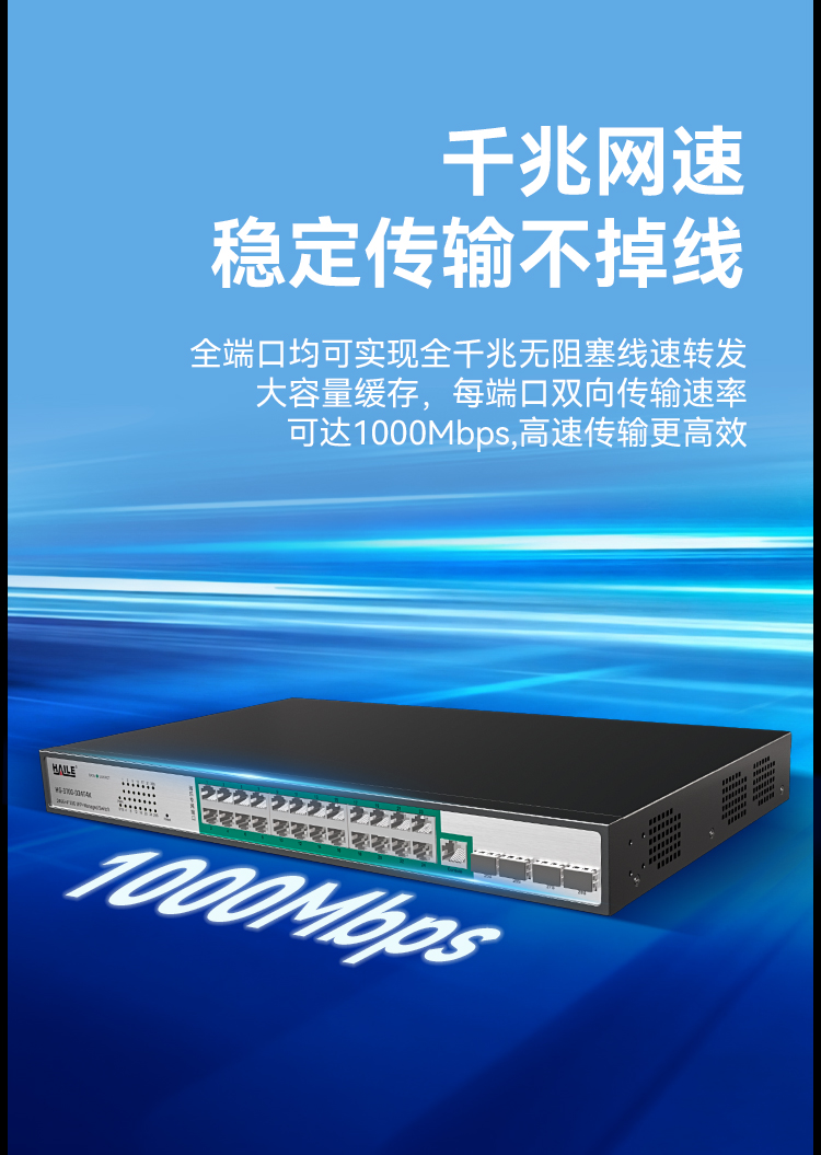 HAILE海乐内外网24口+4SFP口三层网管万兆交换机水晶头异形结构绿色专网网络分流器HG-3700-D24T4X_https://www.haile-cn.com_专网交换机_第5张