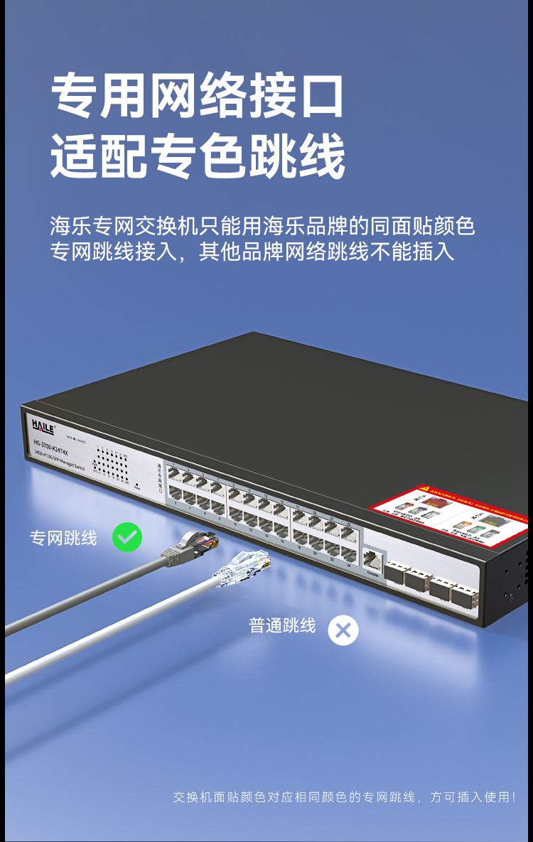 HAILE海乐内外网24口+4SFP口三层网管万兆交换机水晶头异形结构灰色专网网络分流器HG-3700-K24T4X_https://www.haile-cn.com_专网交换机_第3张