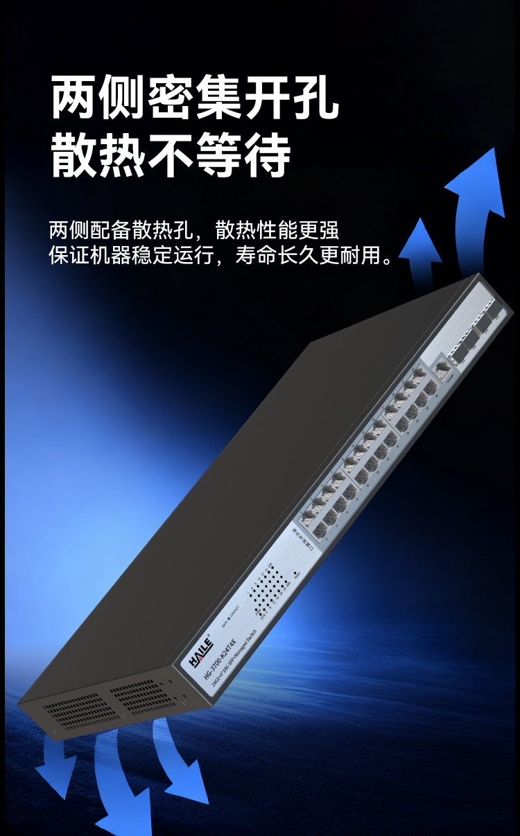 HAILE海乐内外网24口+4SFP口三层网管万兆交换机水晶头异形结构灰色专网网络分流器HG-3700-K24T4X_https://www.haile-cn.com_专网交换机_第6张