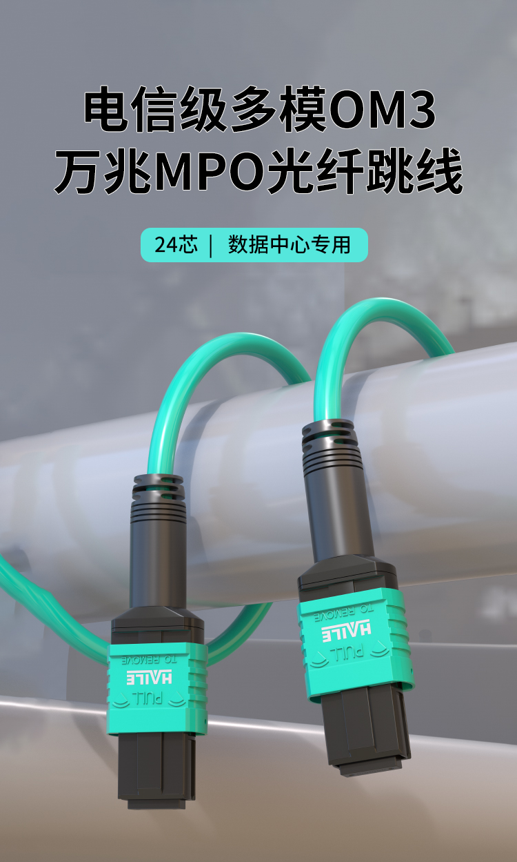 MPO-MPO光纤跳线24芯电信级40/100G万兆多模OM3母头B极性_https://www.haile-cn.com_MPO光纤跳线_第1张