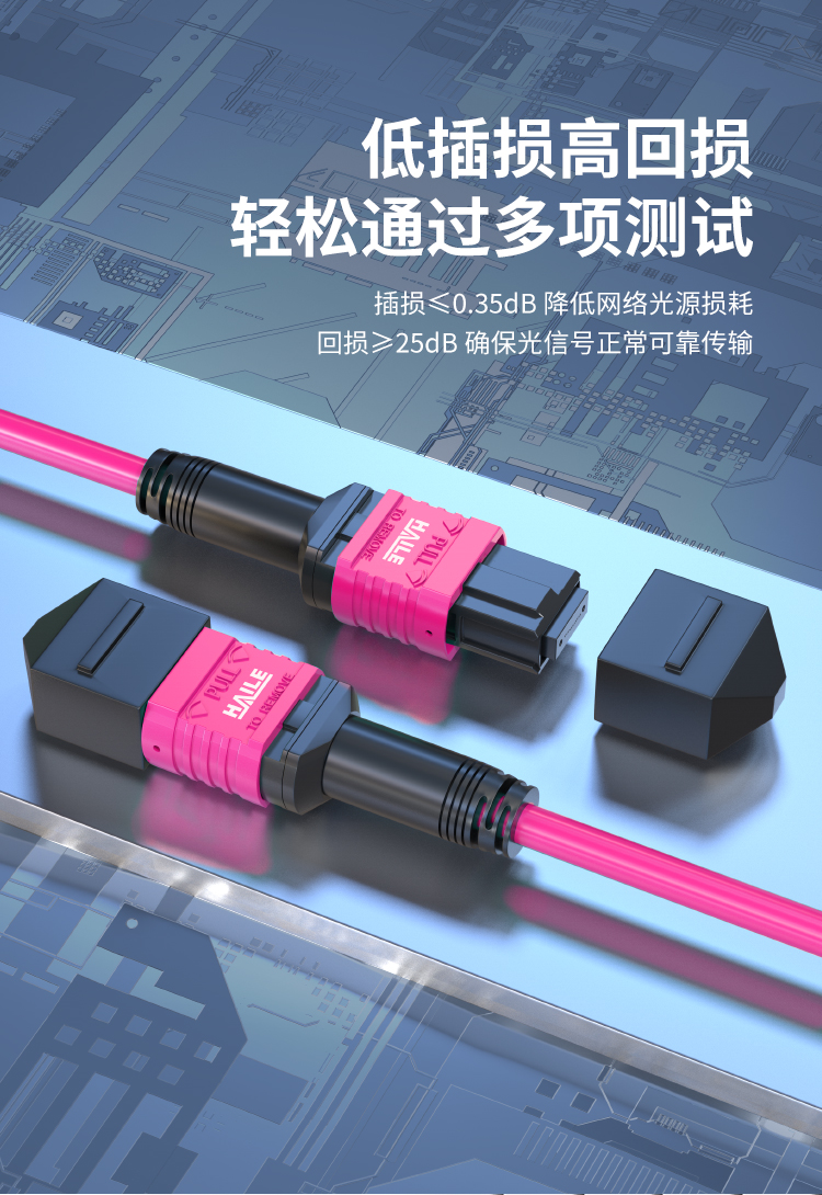 MPO-MPO光纤跳线16芯电信级100/200/400G万兆多模OM4母头B极性_https://www.haile-cn.com_MPO光纤跳线_第7张