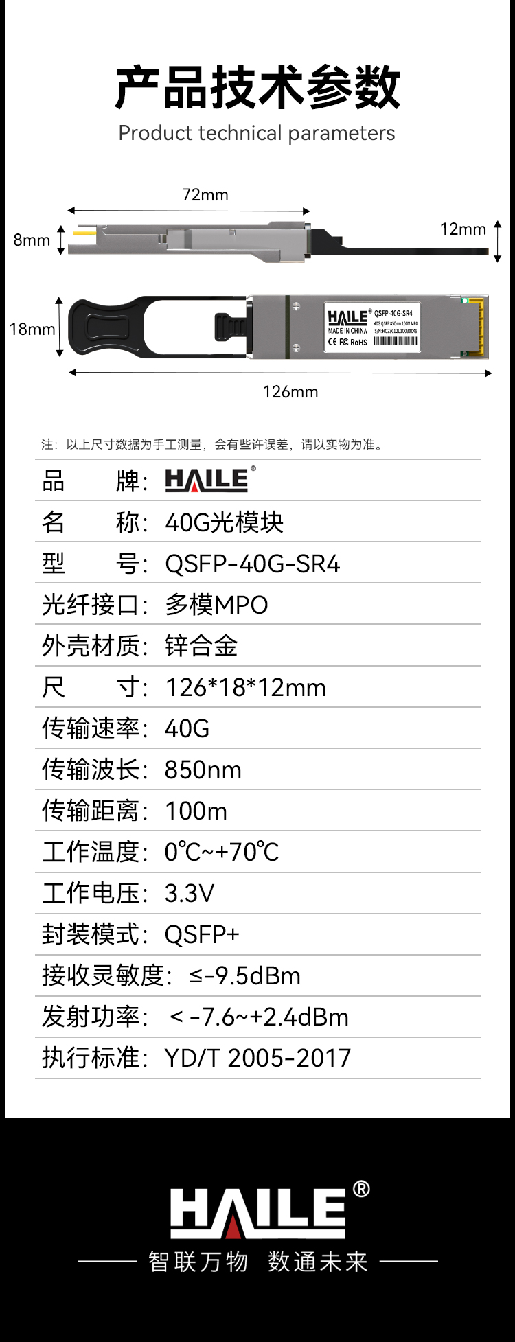 QSFP-40G-ER4 40G单模双纤LC 1310nm 40km 1个兼容华为H3C锐捷中兴思科_https://www.haile-cn.com_布线产品_第11张