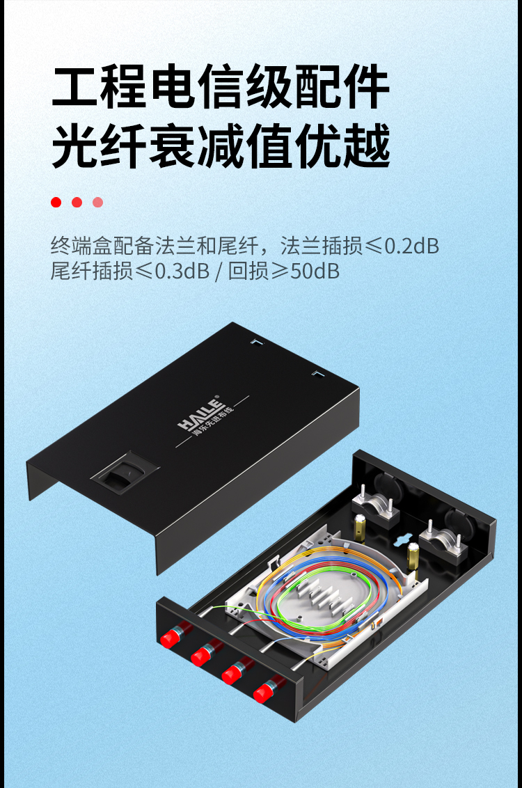 光纤终端盒4芯 4口FC满配单模9/125光缆尾纤盒熔接盒光纤配线架 桌面直插扣式P1-Z4-FC_https://www.haile-cn.com_布线产品_第7张