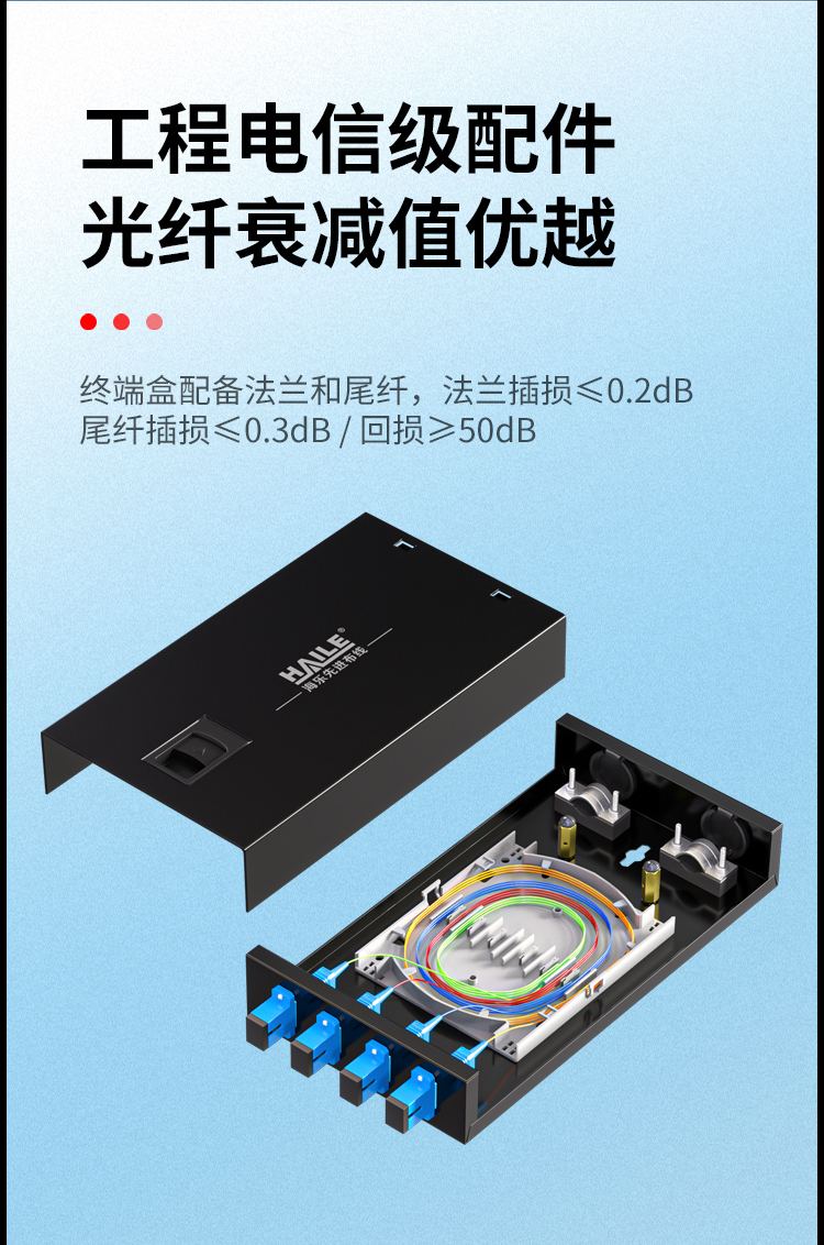 光纤终端盒4芯 4口SC满配单模9/125光缆尾纤盒熔接盒光纤配线架 桌面直插式P1-Z4-SC_https://www.haile-cn.com_布线产品_第7张