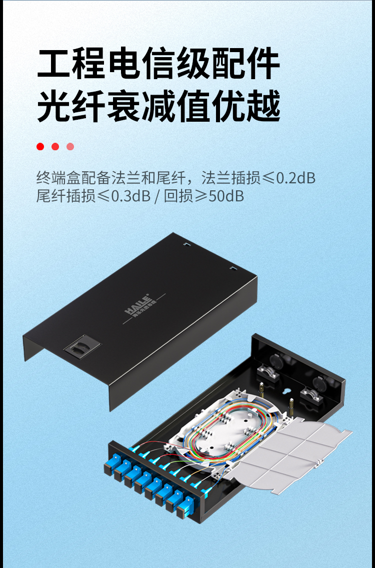 纤终端盒8芯 8口SC满配单模9/125光缆尾纤盒熔接盒光纤配线架 桌面直插式P1-Z8-SC_https://www.haile-cn.com_布线产品_第7张