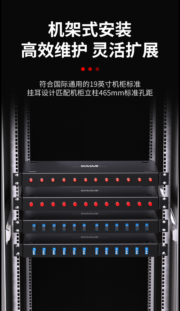 光纤终端盒24芯 12口LC满配单模9/125光缆尾纤盒熔接盒光纤配线架 机架式P1-Z24-LC_https://www.haile-cn.com_布线产品_第5张