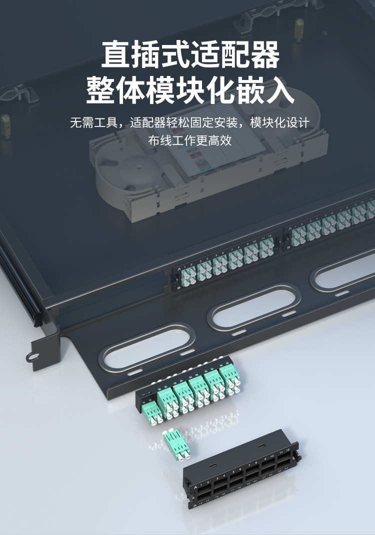 12芯多模OM3满配高密度配线箱架熔接式1U万兆终端盒配线架抽拉式HT-GM12MT3_https://www.haile-cn.com_数据中心_第4张