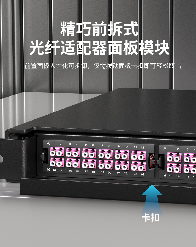 48芯多模OM4满配高密度配线箱架熔接式1U万兆终端盒配线架抽拉式HT-GM48MTA3_https://www.haile-cn.com_布线产品_第3张