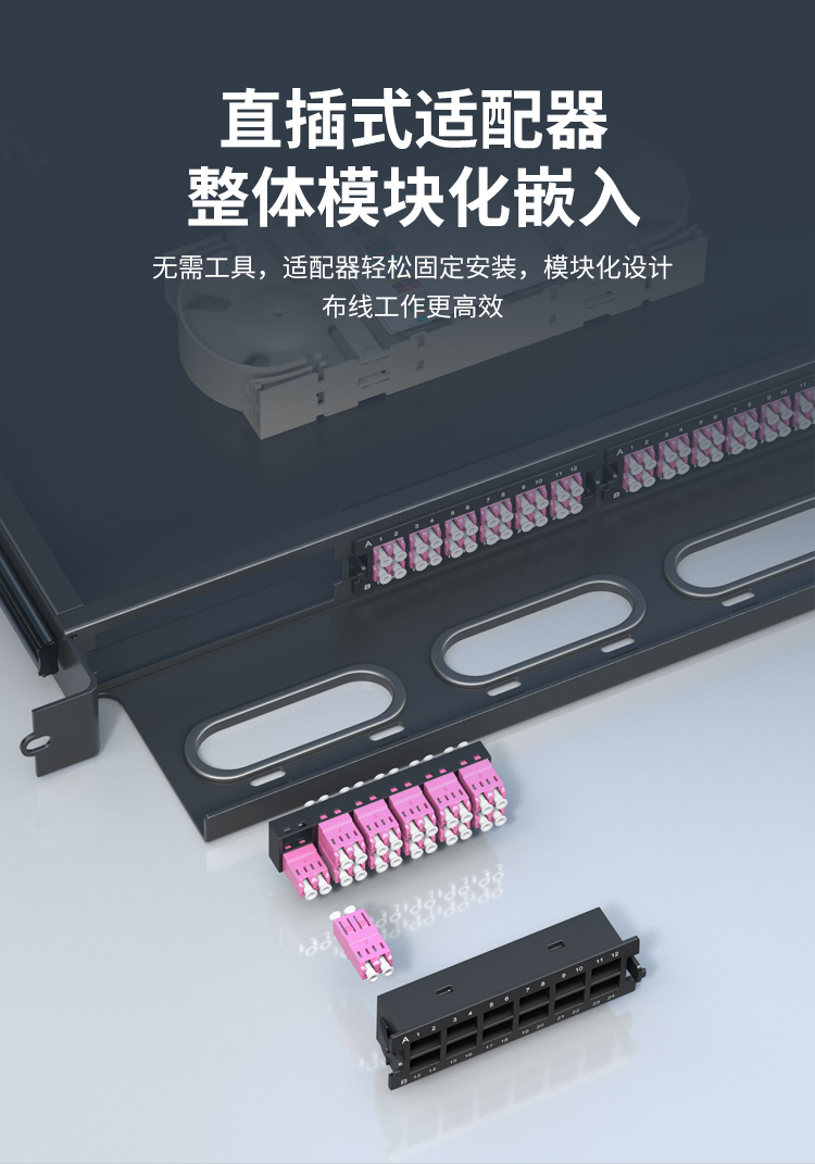 48芯多模OM4满配高密度配线箱架熔接式1U万兆终端盒配线架抽拉式HT-GM48MTA3_https://www.haile-cn.com_布线产品_第4张