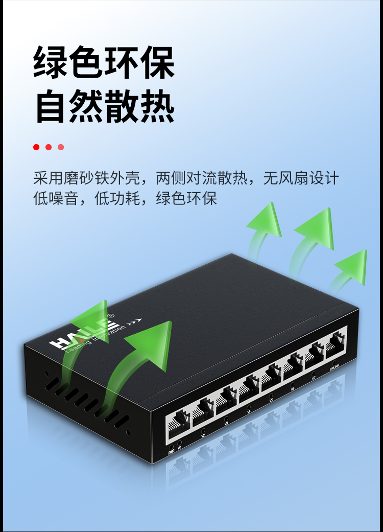 8口千兆交换机8口监控工程网络网线分线器家用宿舍安防监控分流器金属机身HC-620-8_https://www.haile-cn.com_商业级交换机_第7张