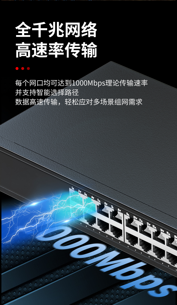 16口千兆交换机16+2上行口安防监控工程网络网线分线器分流器金属机身机架式HC-620-18_https://www.haile-cn.com_商业级交换机_第4张