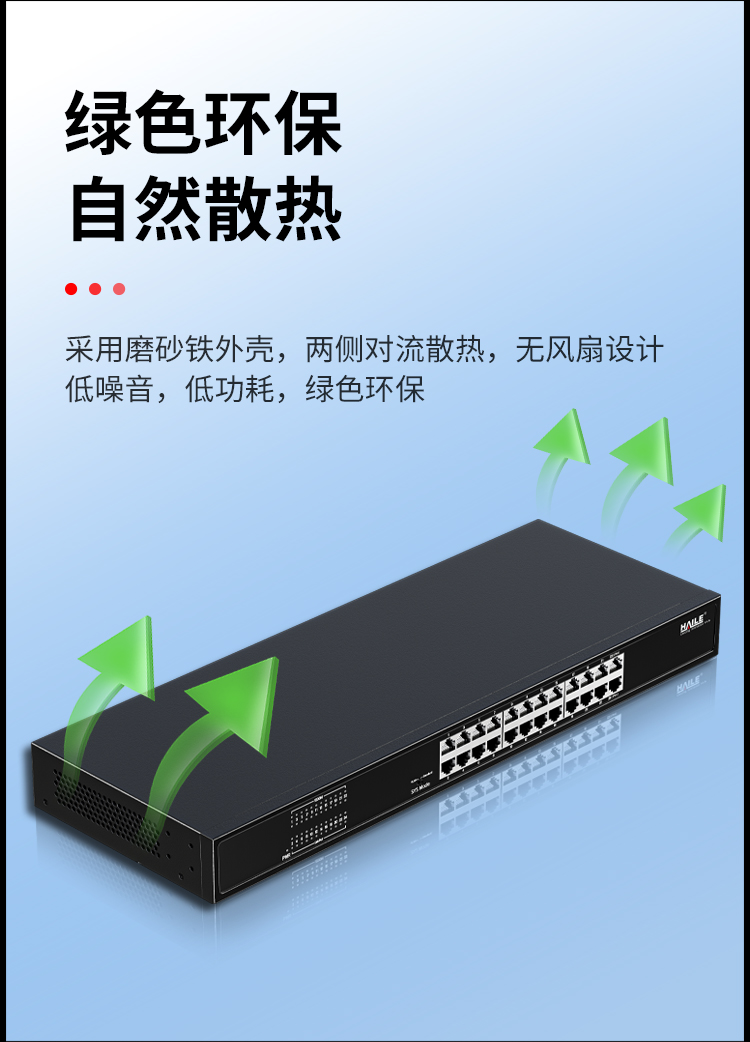 24口千兆交换机24口带VLAN开关安防监控工程网络网线分线器分流器金属机身机架式HC-620-24_https://www.haile-cn.com_商业级交换机_第6张