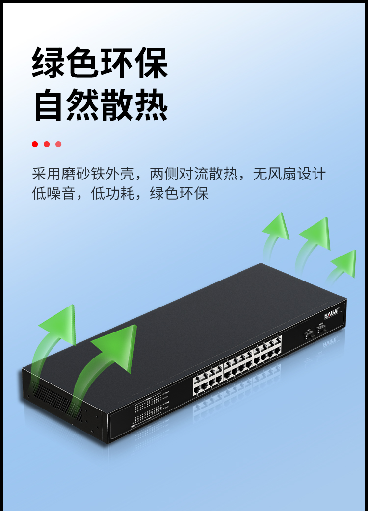 24口千兆交换机24电+2SFP光口安防监控工程网络网线分线器分流器金属机身机架式HC-620-26-2L_https://www.haile-cn.com_商业级交换机_第6张