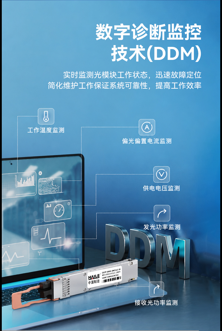 HAILE 光模块OSFP-800G-SM1310-10 800G单模LC口 1310nm 10km 1个带DDM兼容华为H3C锐捷中兴思科_https://www.haile-cn.com_布线产品_第3张